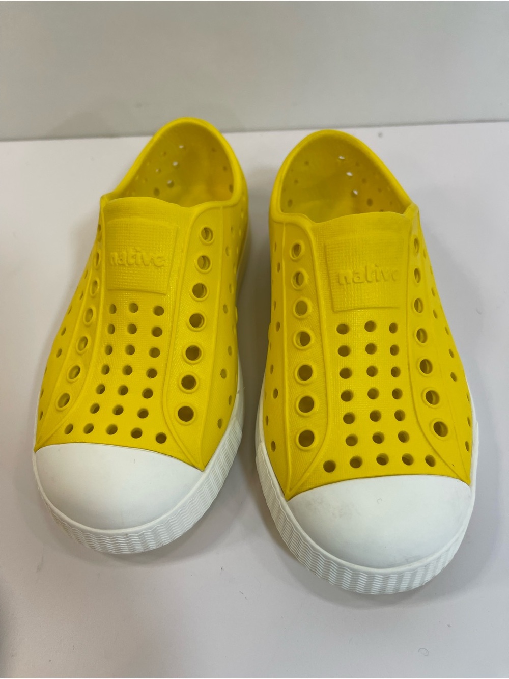 Native Kids Slip-On Water Shoes in Bright Yellow with White Toe